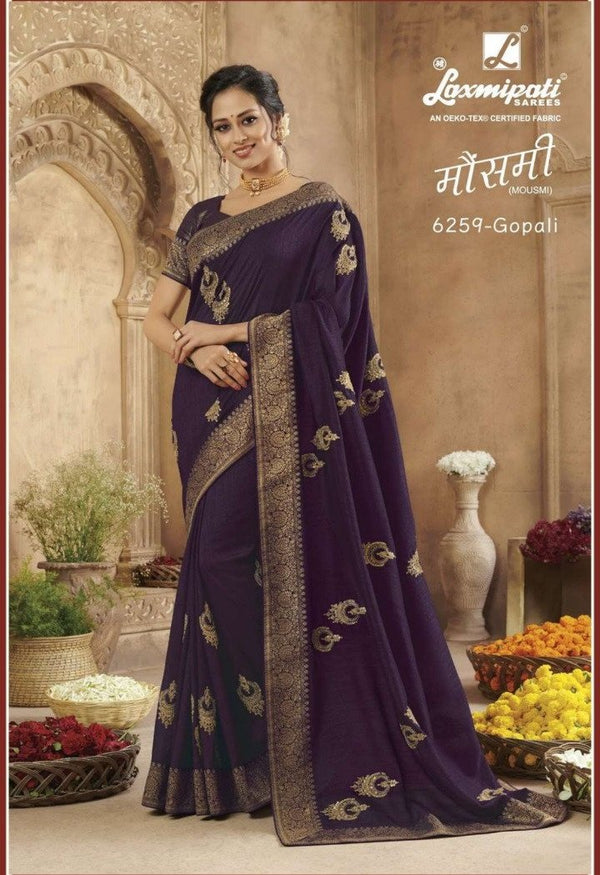 Laxmipati Mousmi 6259 Purple Raw Silk Saree