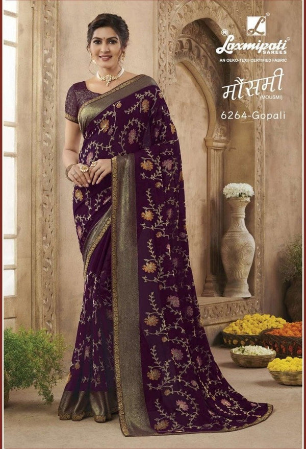 Laxmipati Mousmi 6264 Purple Georgette Saree