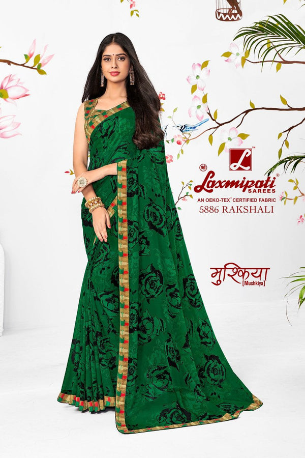 Laxmipati Mushkiya 5886 Green Georgette Saree