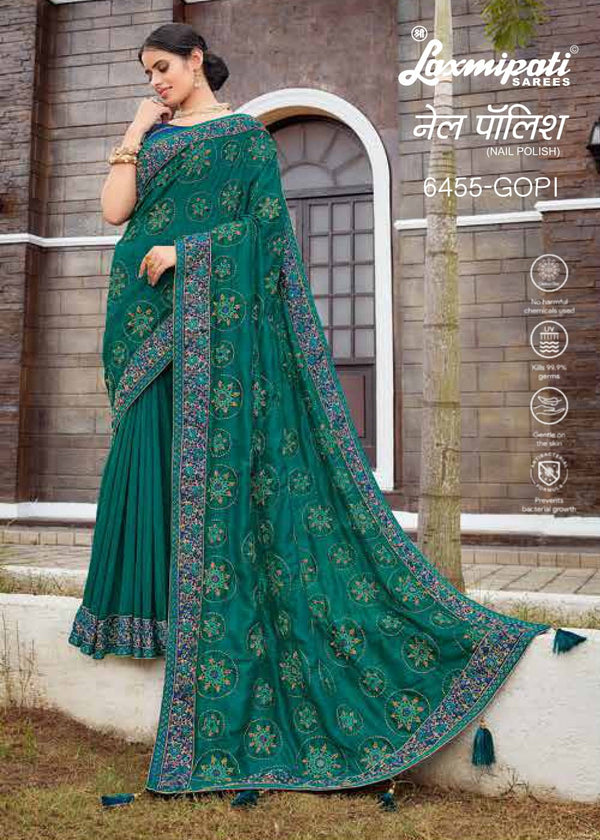 Laxmipati Nail Polish 6455 Green Chiffon Saree