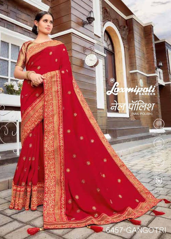 Laxmipati Nail Polish 6457 Red Chiffon Saree