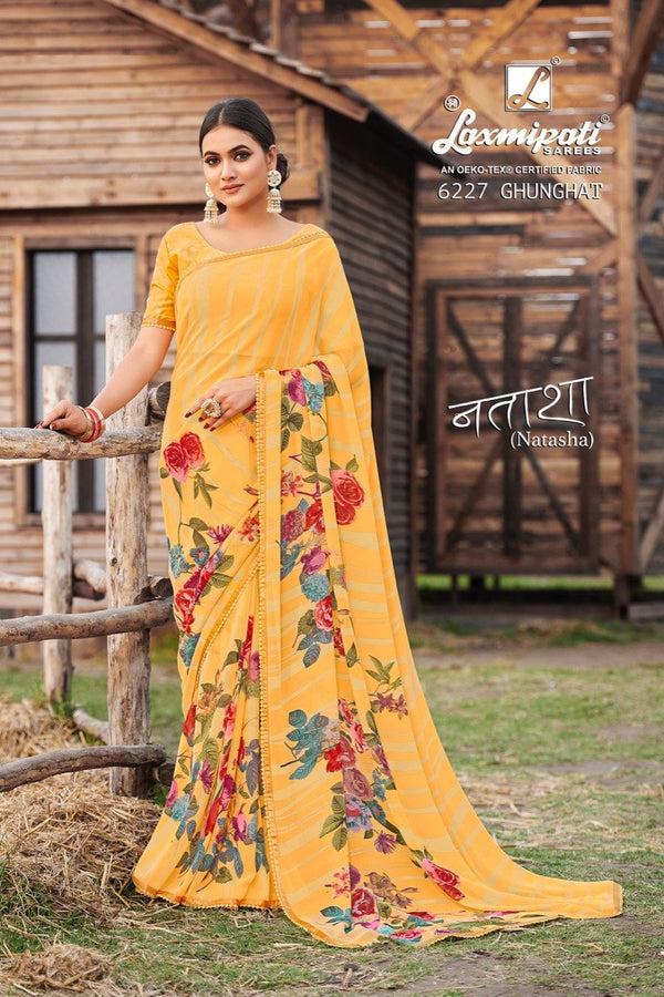 Laxmipati Natasha 6227 Yellow Georgette Saree