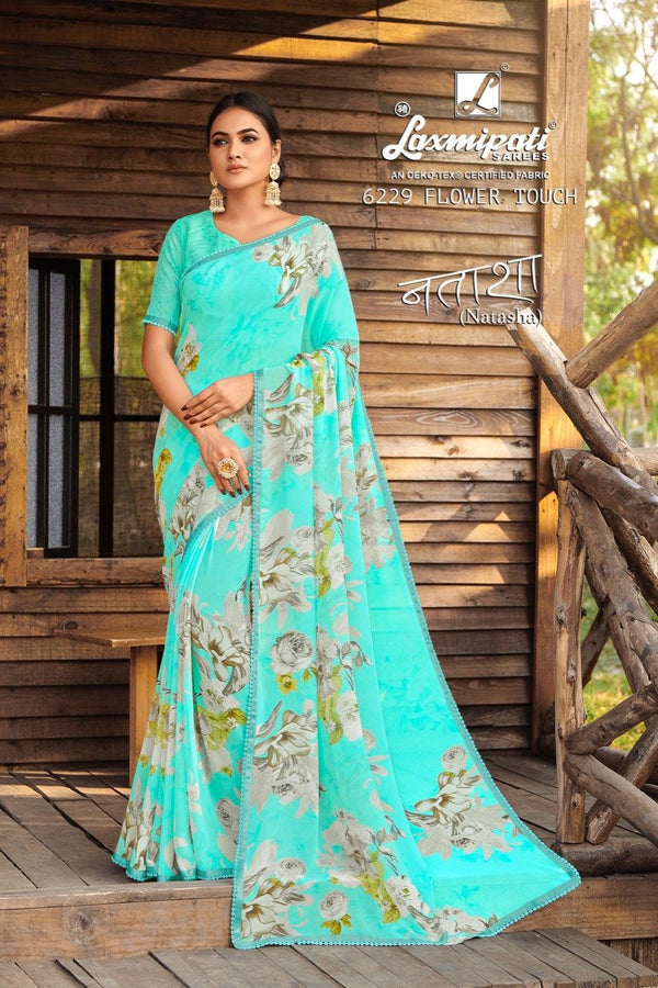 Laxmipati Natasha 6229 Blue Georgette Saree