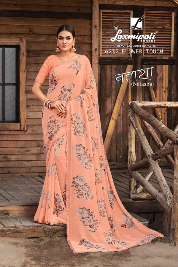 Laxmipati Natasha 6232 Peach Georgette Saree