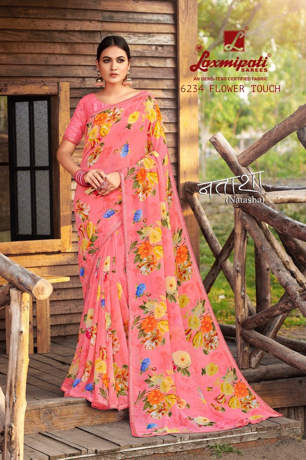 Laxmipati Natasha 6234 Pink Georgette Saree