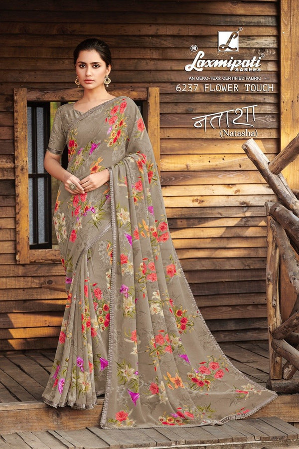 Laxmipati Natasha 6237 Grey Georgette Saree