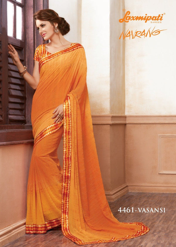 Laxmipati Navrang 4461 Yellow Chiffon Saree