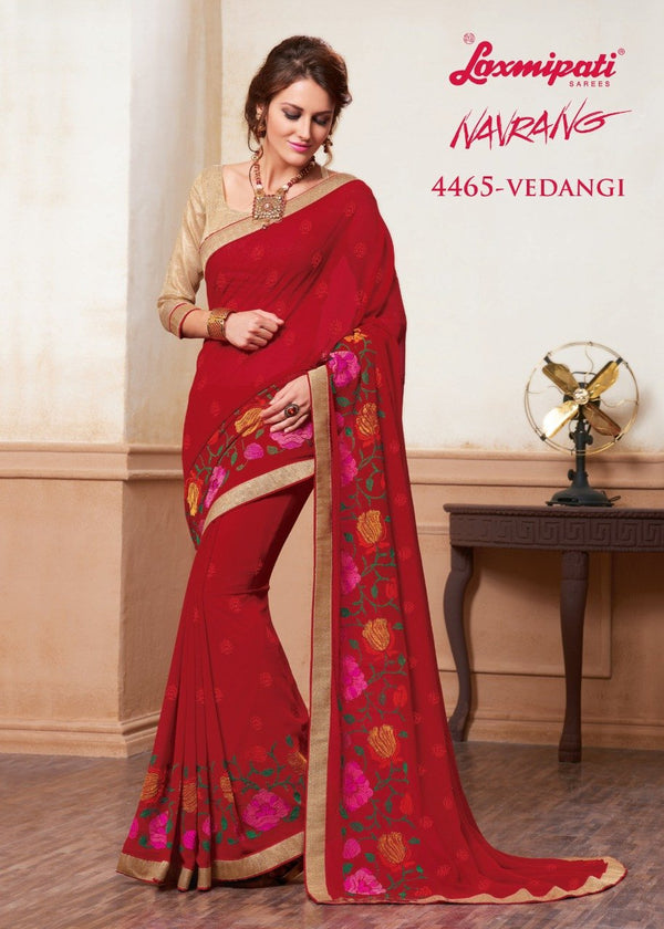 Laxmipati Navrang 4465 Red Chiffon Saree