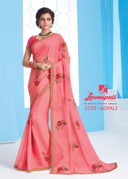 Laxmipati Nilaya 5250 Pink Chiffon Saree