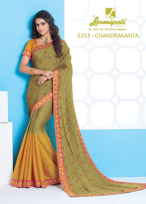 Laxmipati Nilaya 5253 Multicolor Chiffon Saree