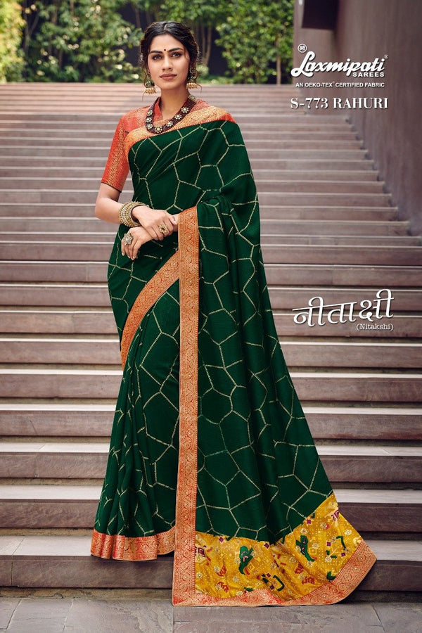 Laxmipati Nitakshi S-773 Green Raw Silk Saree