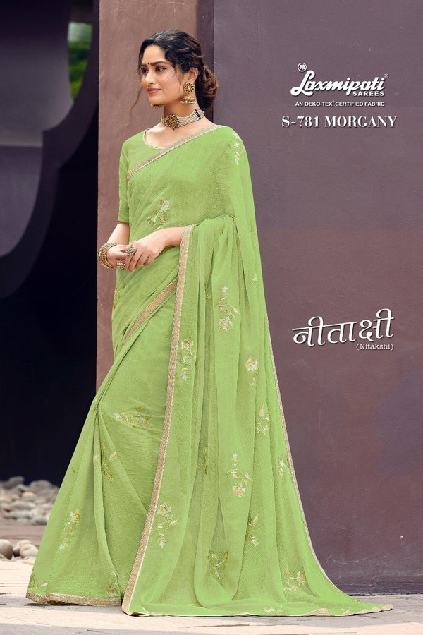 Laxmipati Nitakshi S-781 Green Chiffon Saree