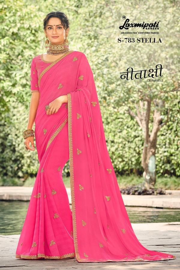 Laxmipati Nitakshi S-783 Pink Chiffon Saree