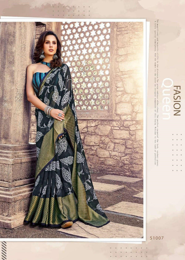 Sanskar Nyra Stp-51007 Grey Chiffon Brasso Saree