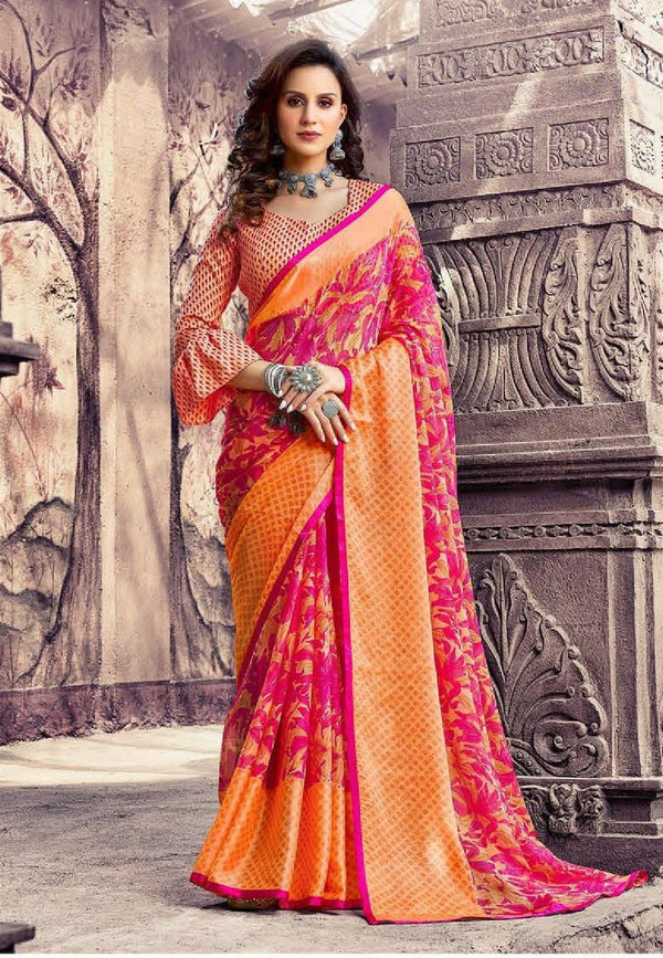 Sanskar Nyra Stp-51011 Pink Chiffon Brasso Saree