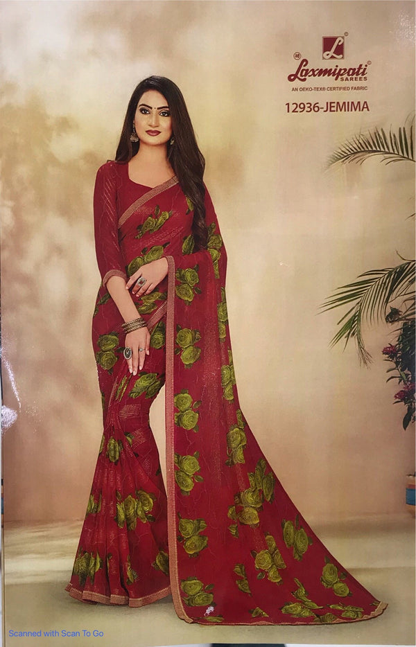 Laxmipati Old Hit Pm-12936 Red Georgette Saree