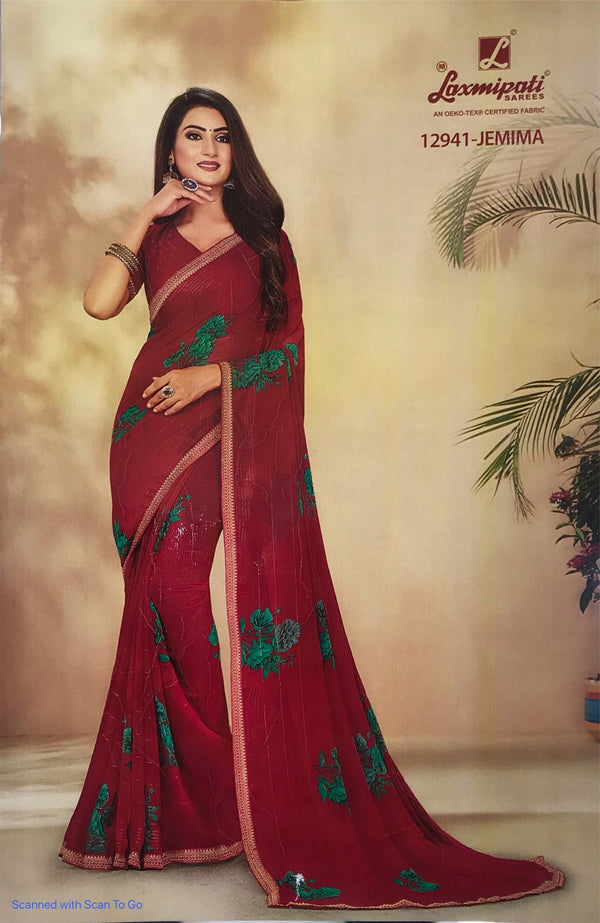 Laxmipati Old Hit Pm-12941 Red Georgette Saree