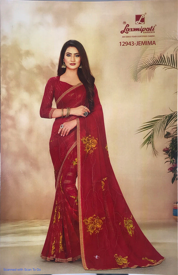 Laxmipati Old Hit Pm-12943 Red Georgette Saree