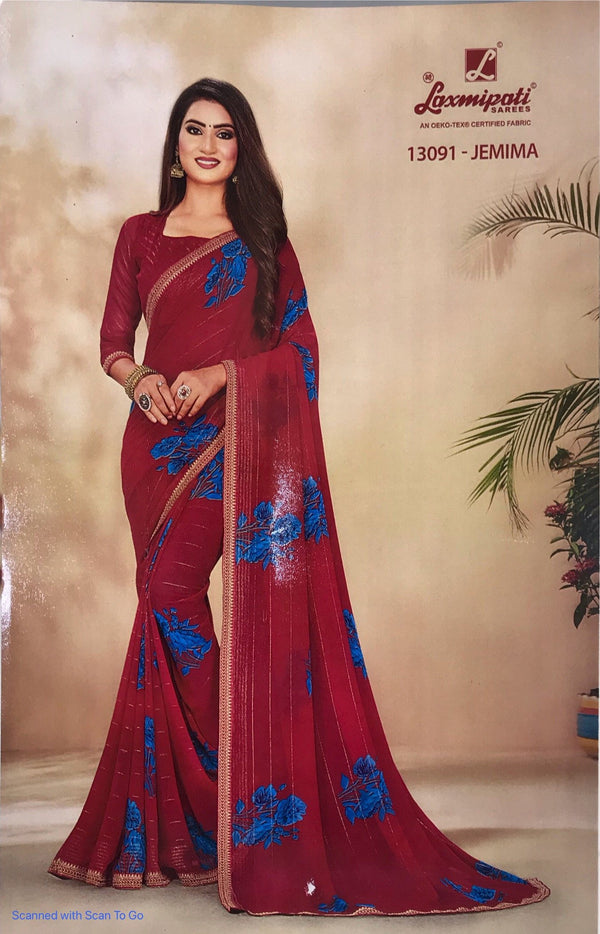 Laxmipati Old Hit Pm-13091 Red Georgette Saree