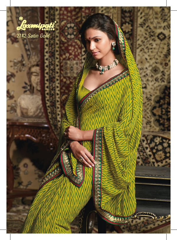 Laxmipati Old Hit 2742 Green Chiffon Saree