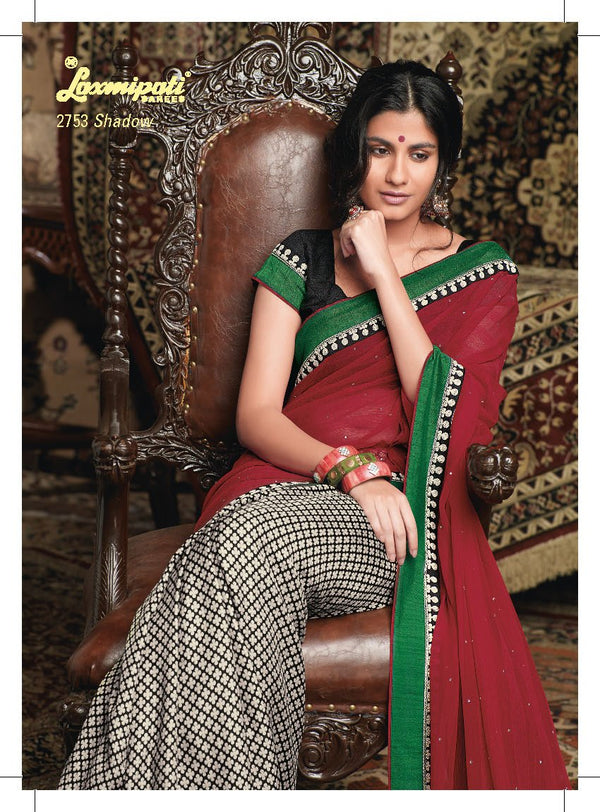 Laxmipati Old Hit 2753 Maroon Chiffon Saree