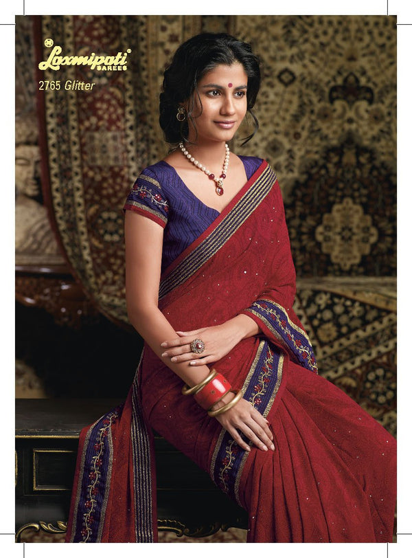 Laxmipati Old Hit 2765 Brown Chiffon Saree