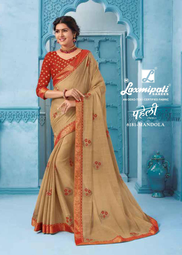 Laxmipati Paheli 6181 Cream Chiffon Saree