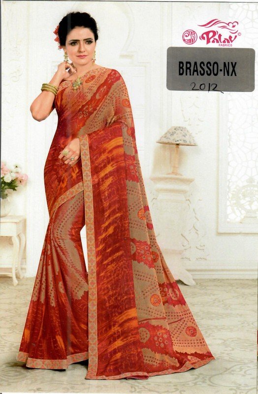 Palav Brasso Nx P2012 Red Brasso Saree