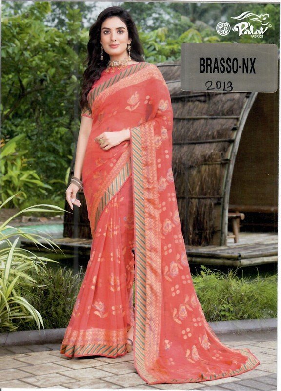 Palav Brasso Nx P2013 Pink Brasso Saree