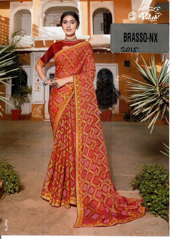 Palav Brasso Nx P2015 Red Brasso Saree