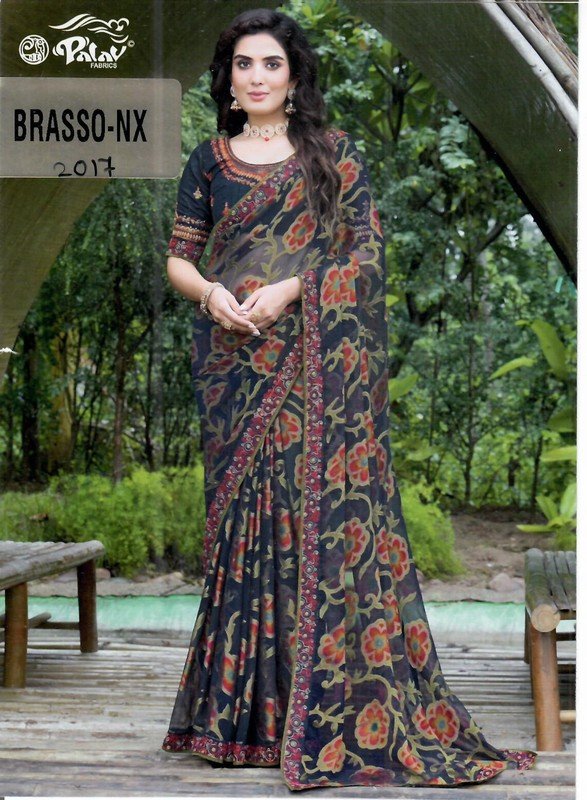 Palav Brasso Nx P2017 Blue Brasso Saree