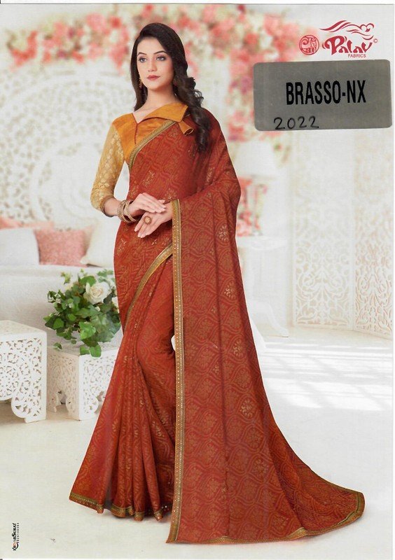 Palav Brasso Nx P2022 Red Brasso Saree