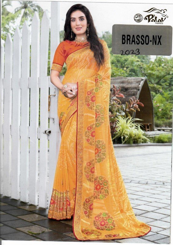 Palav Brasso Nx P2023 Yellow Brasso Saree