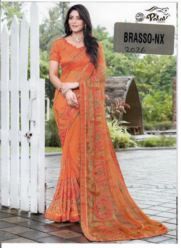 Palav Brasso Nx P2026 Orange Brasso Saree