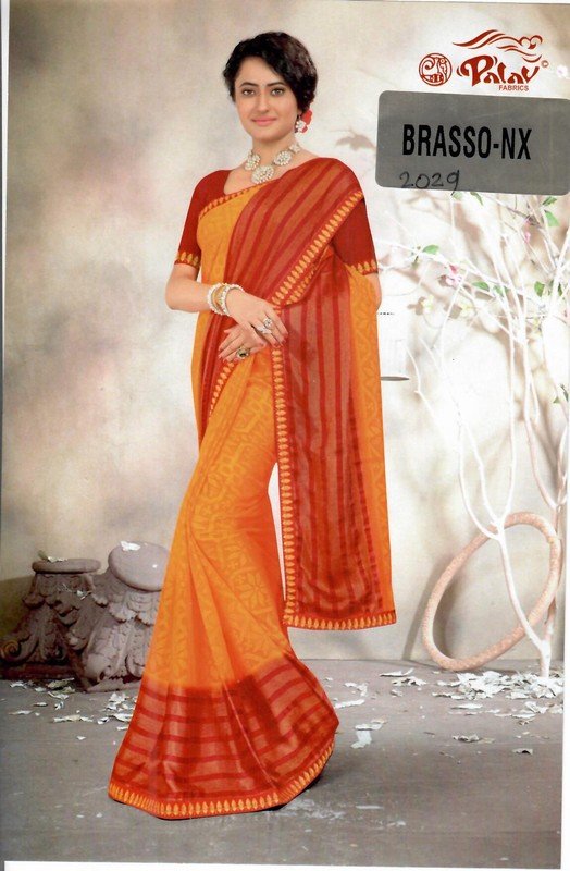 Palav Brasso Nx P2029 Orange Brasso Saree