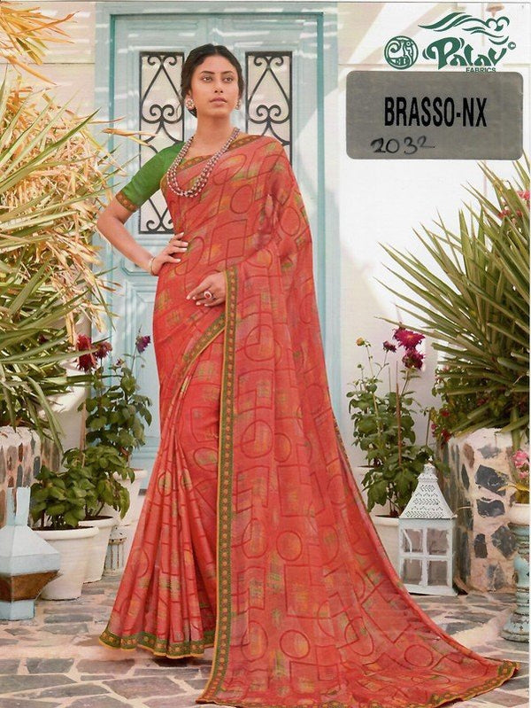 Palav Brasso Nx P2032 Pink Brasso Saree