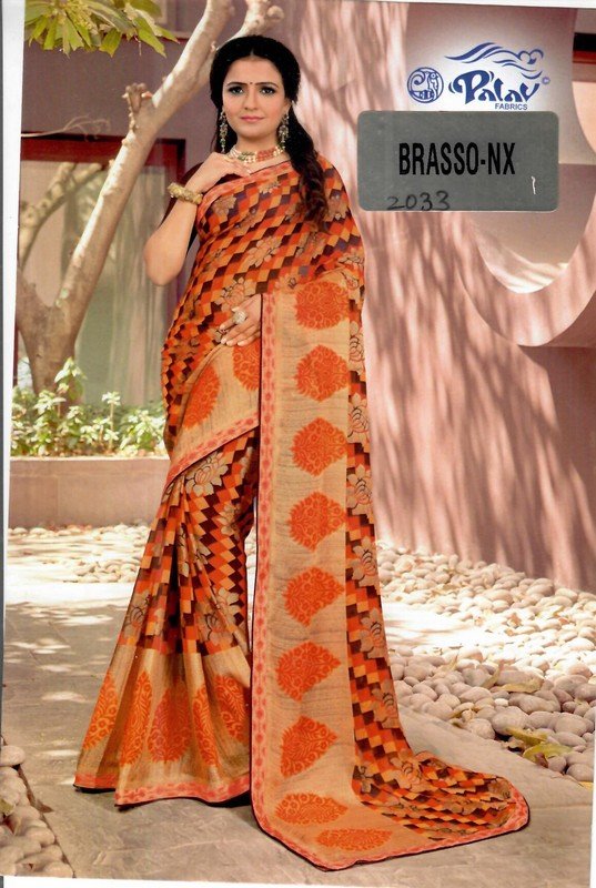 Palav Brasso Nx P2033 Orange Brasso Saree