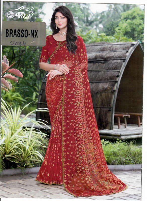 Palav Brasso Nx P2034 Red Brasso Saree