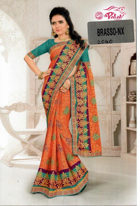 Palav Brasso Nx P2040 Orange Brasso Saree