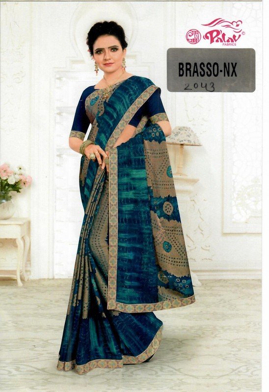 Palav Brasso Nx P2043 Blue Brasso Saree