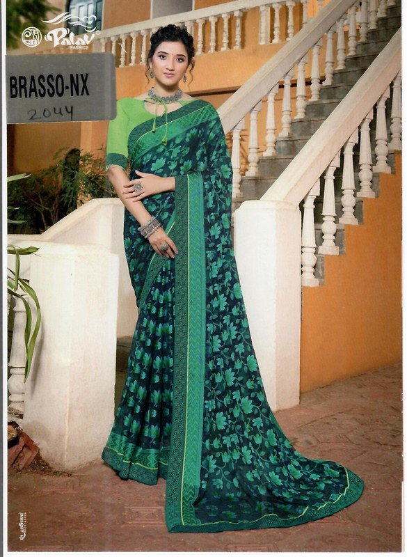 Palav Brasso Nx P2044 Blue Brasso Saree