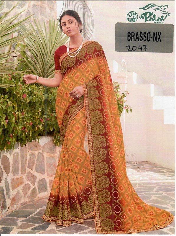 Palav Brasso Nx P2047 Multicolor Brasso Saree