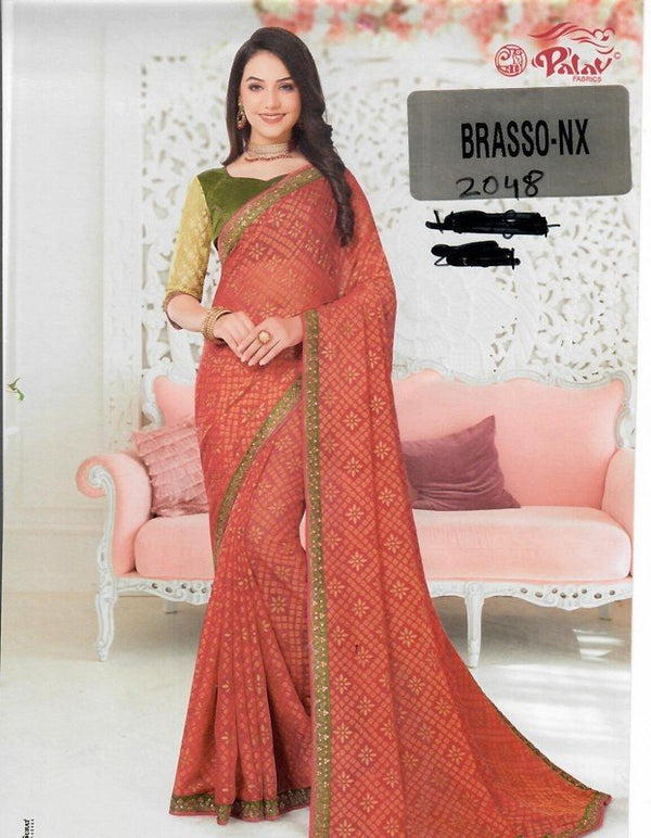 Palav Brasso Nx P2048 Pink Brasso Saree