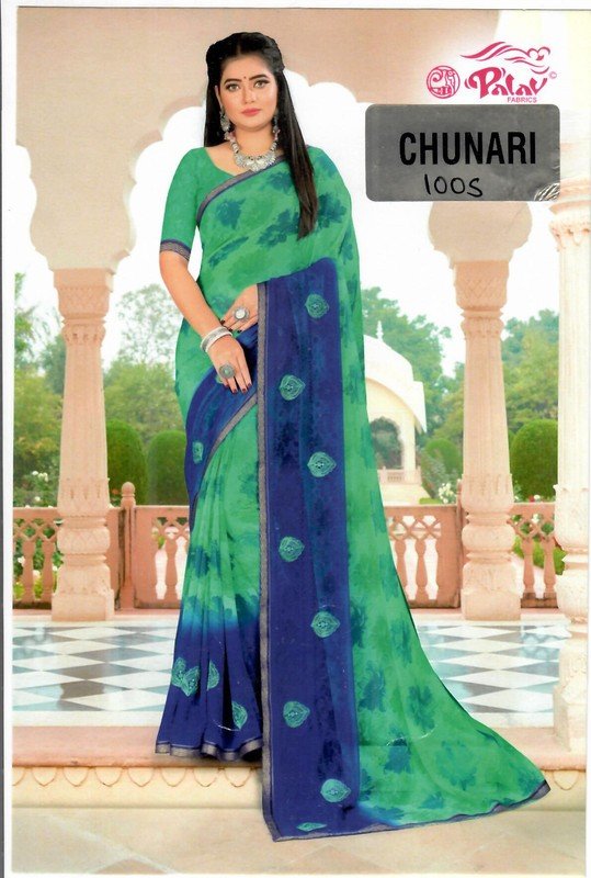 Palav Chunari Mix P1005 Blue Georgette Saree