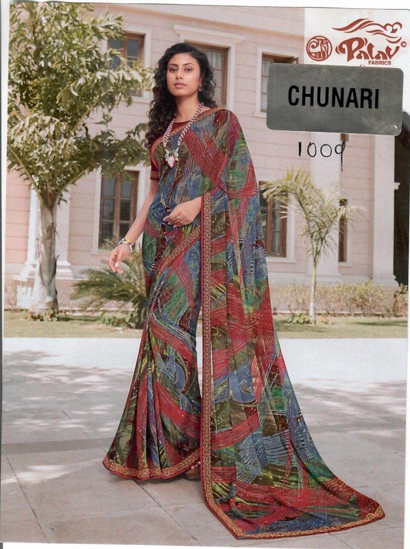 Palav Chunari Mix P1009 Multicolor Georgette Saree