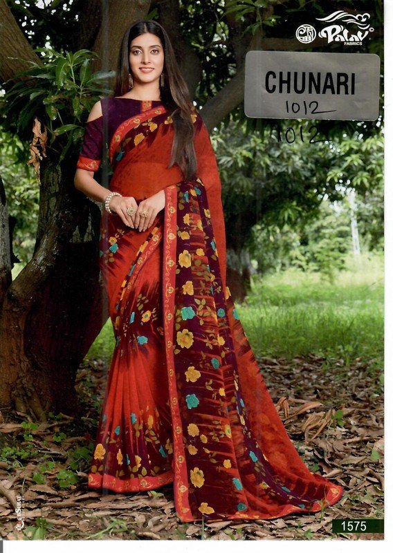 Palav Chunari Mix P1012 Red Georgette Saree