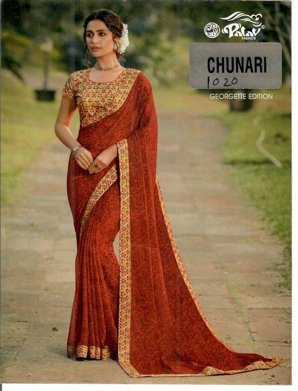 Palav Chunari Mix P1020 Red Georgette Saree