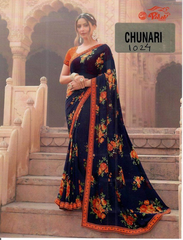 Palav Chunari Mix P1024 Blue Georgette Saree