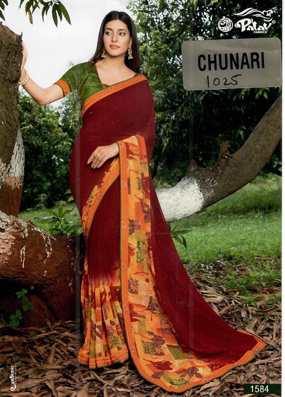 Palav Chunari Mix P1025 Maroon Georgette Saree