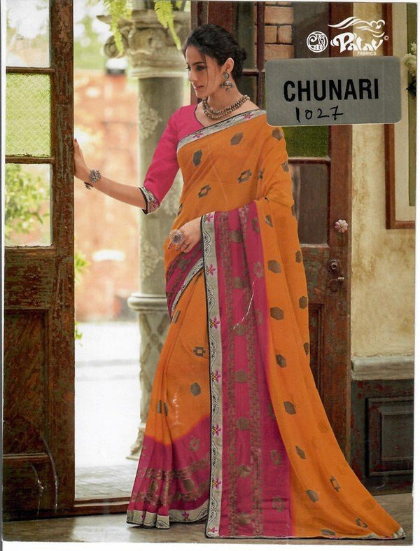 Palav Chunari Mix P1027 Orange Georgette Saree